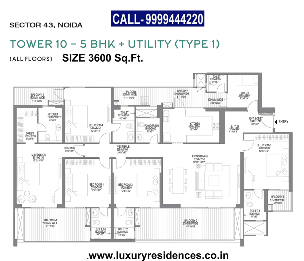 5-BHK-UTILITY-TYPE-1-Godrej-Woods-Plumeria-Floor-Plan