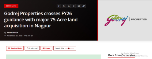 News of Godrej Properties Land Deal in Nagpur