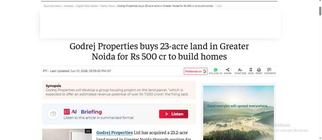 Godrej Properties acquires 23-acre Greater Noida